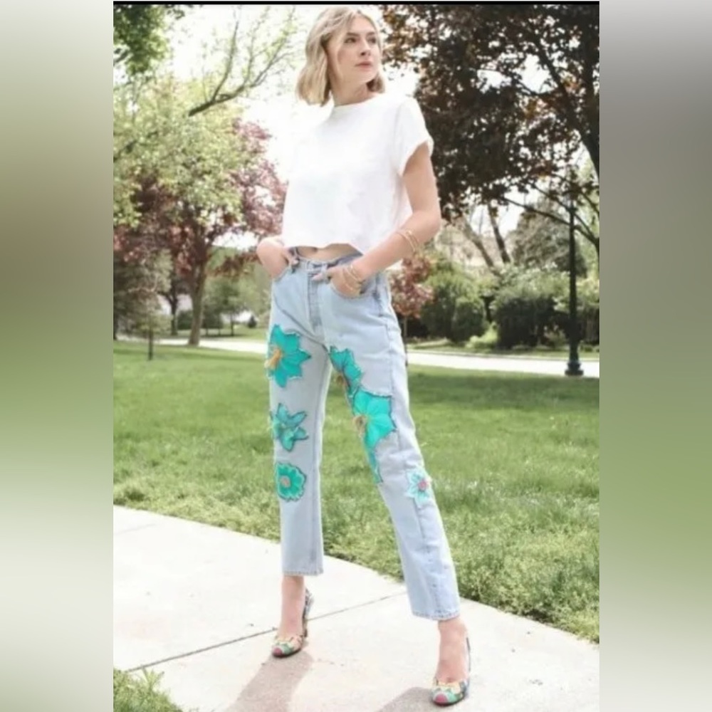 Free People The Realto Jean Project The Suzy Flower Floral Jeans Size 32